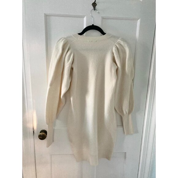 Ulla Johnson Soft Wool Cream Midi Dress with Balloon Sleeves - Picture 5 of 9